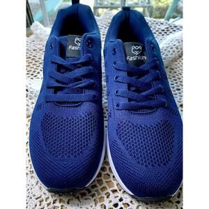 Fashion Ladies Mesh-Panel Knit Sneakers Size 8M Arch-fit Lightweight Blue sk 629